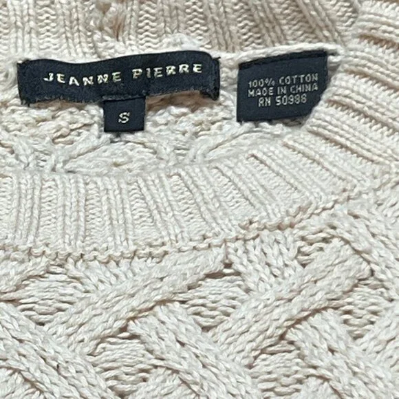 Jeanne Pierre Womens Tan Knit Sweater with Pockets Size Small - Picture 3 of 6